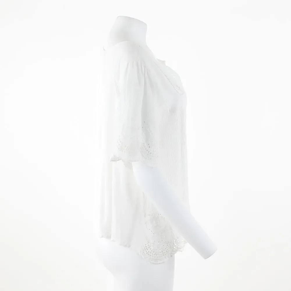 Single Thread Eyelet Short Sleeve Top - Picture 5 of 5